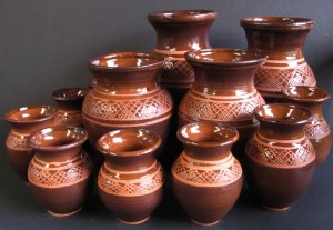 Luda K. Village pots wax resist-lots